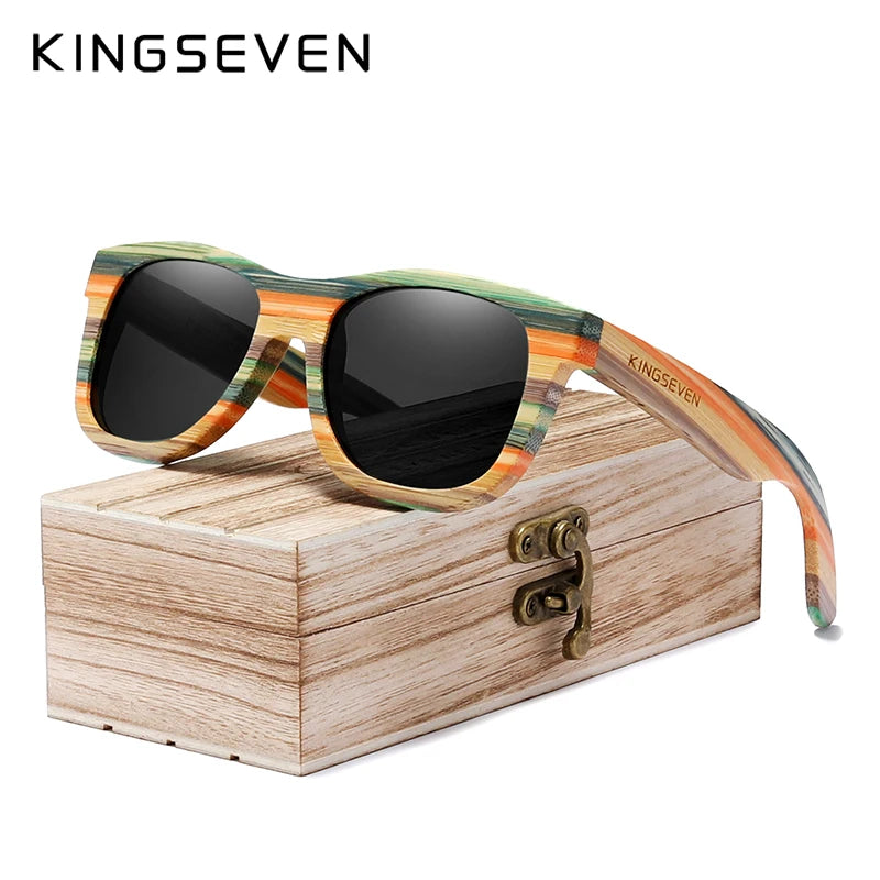 KINGSEVEN Polarized Full frame Bamboo Sunglasses Men Wooden Sun glasses Women' Glasses Brand Original Oculos de sol Masculino