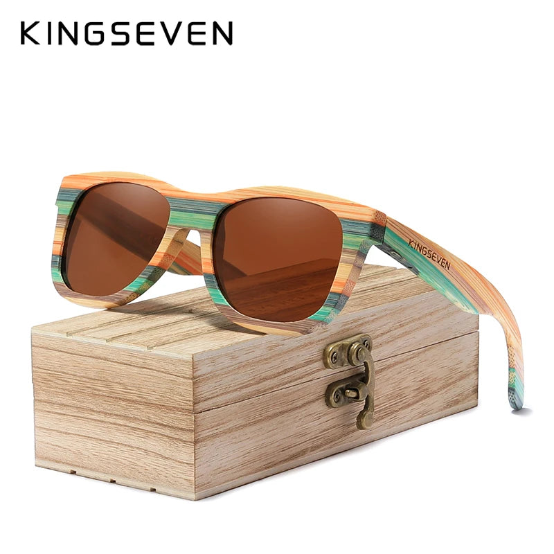 KINGSEVEN Polarized Full frame Bamboo Sunglasses Men Wooden Sun glasses Women' Glasses Brand Original Oculos de sol Masculino