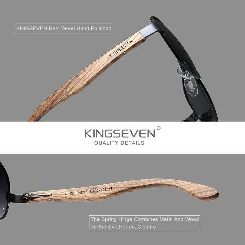 KINGSEVEN High Quality Wood Alloy Frame Sunglasses For Men Women UV400 Glasses HD Polarized Lens Eyewear Driving Fishing gafas