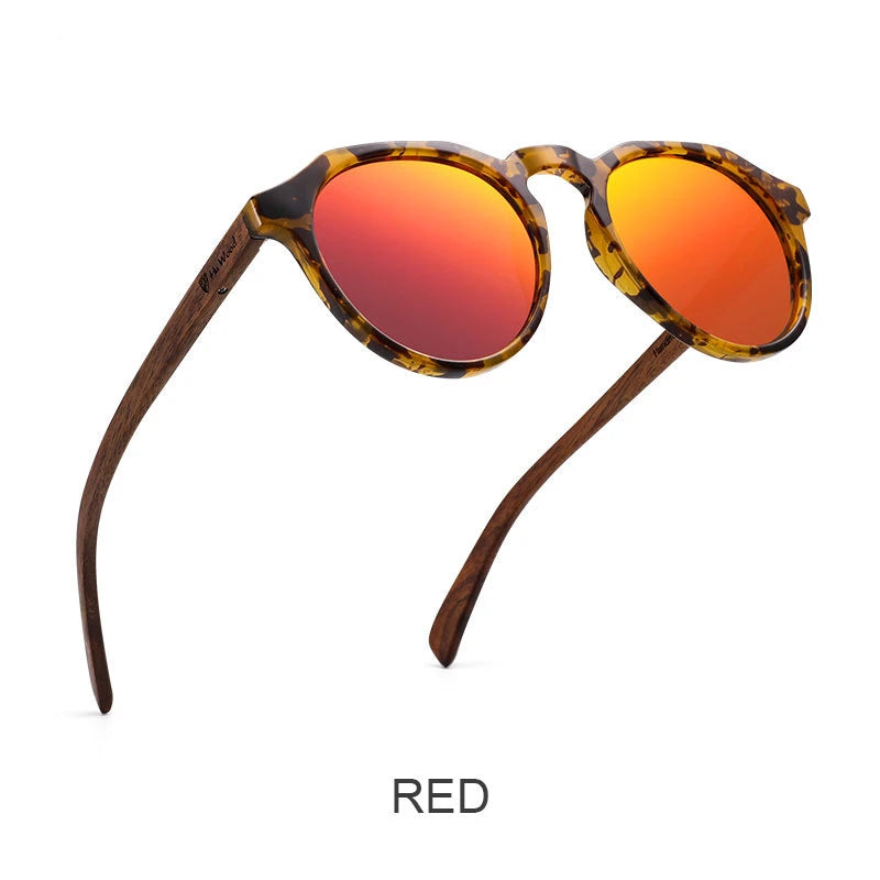 YIMARUILI Retro Round Wood HD Polarized Sunglasses Driving Fishing Anti-glare Myopia Optical Sunglasses Frame Men And Women 8048