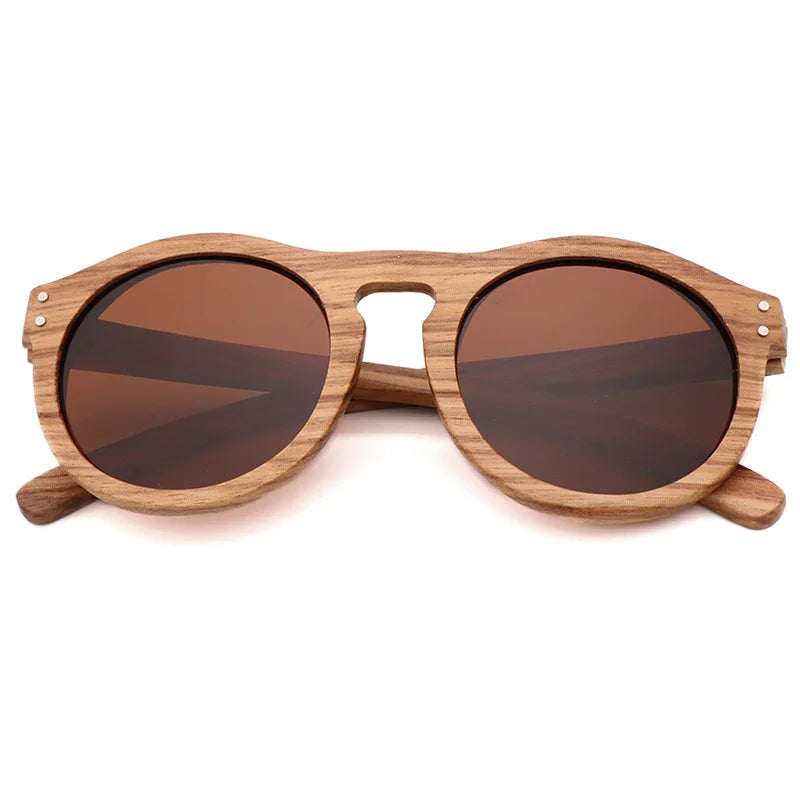 2021 Zebra Wood Retro Style Sunglasses