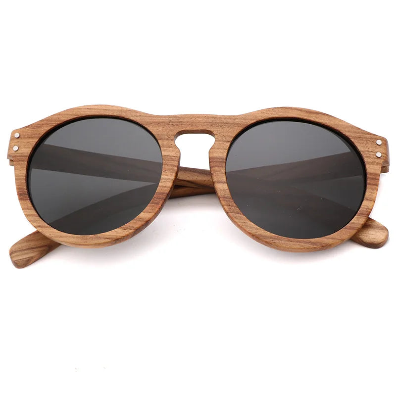 2021 Zebra Wood Retro Style Sunglasses