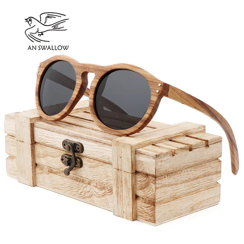 2021 Zebra Wood Retro Style Sunglasses