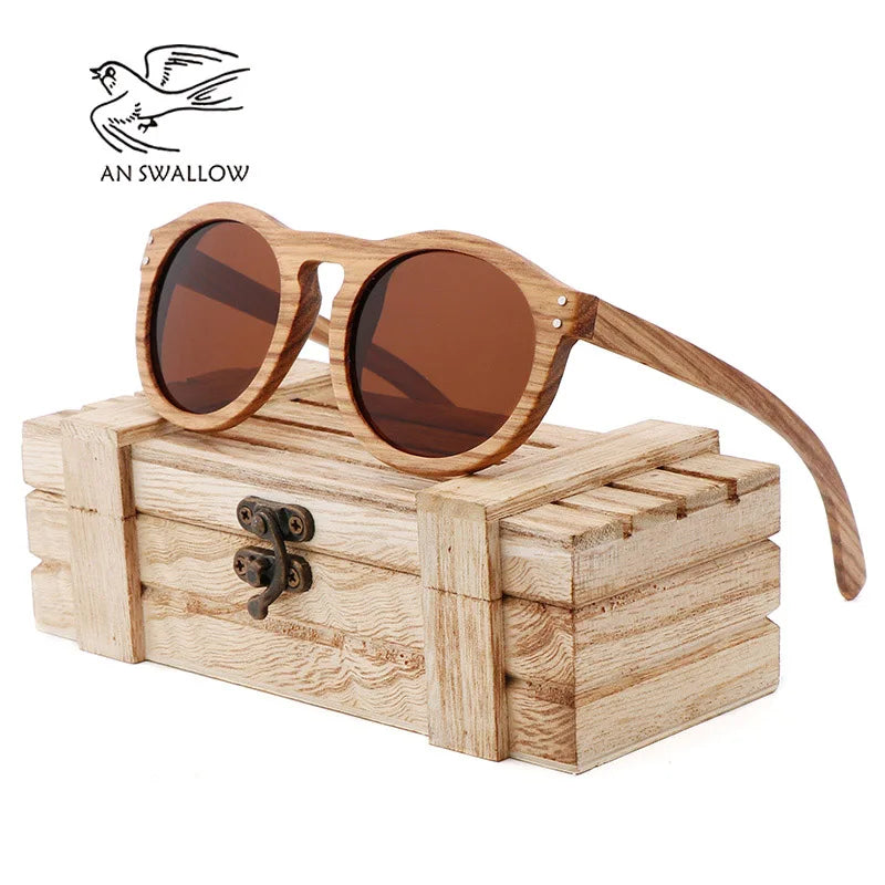 2021 Zebra Wood Retro Style Sunglasses
