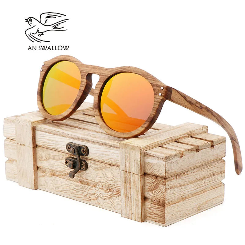 2021 Zebra Wood Retro Style Sunglasses