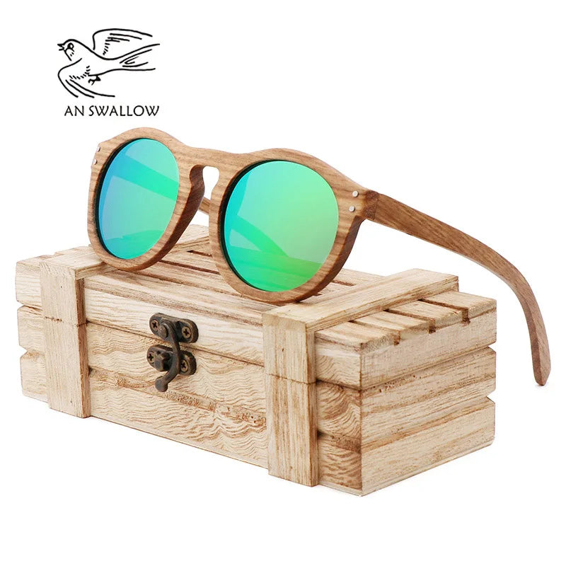 2021 Zebra Wood Retro Style Sunglasses