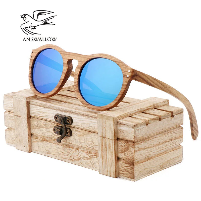2021 Zebra Wood Retro Style Sunglasses