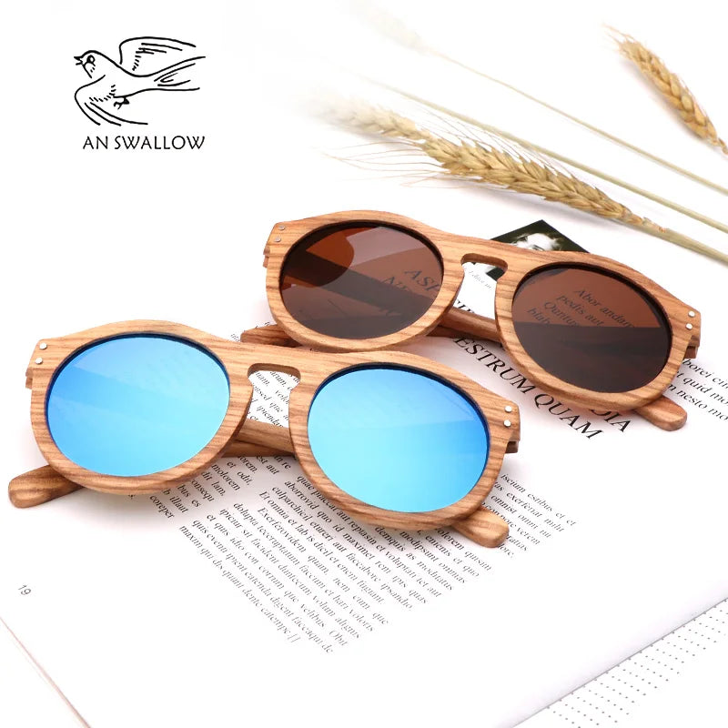 2021 Zebra Wood Retro Style Sunglasses