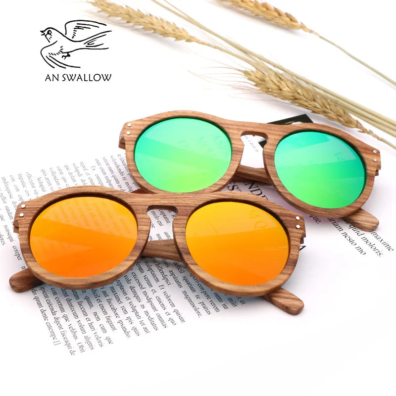 2021 Zebra Wood Retro Style Sunglasses
