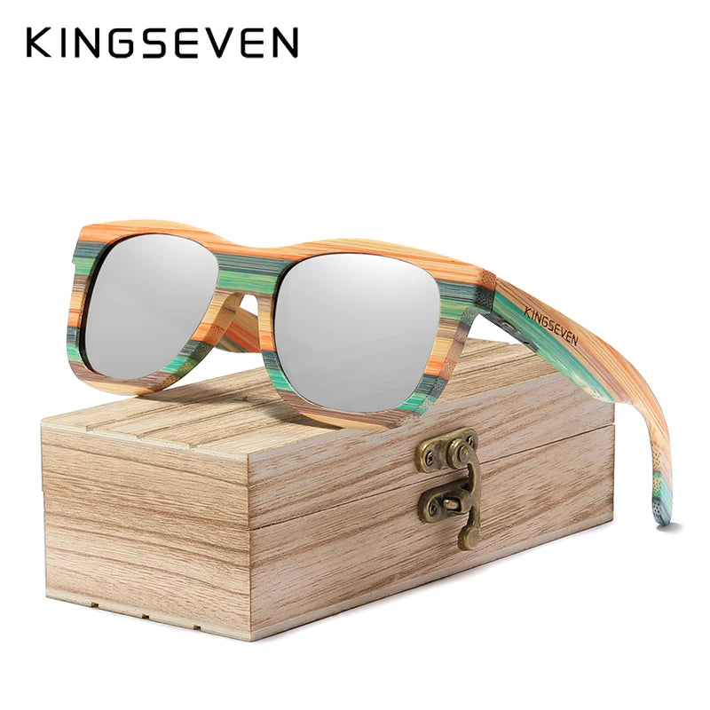 KINGSEVEN Polarized Full frame Bamboo Sunglasses Men Wooden Sun glasses Women' Glasses Brand Original Oculos de sol Masculino