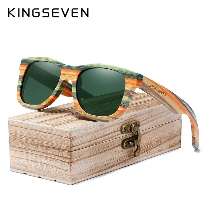 KINGSEVEN Polarized Full frame Bamboo Sunglasses Men Wooden Sun glasses Women' Glasses Brand Original Oculos de sol Masculino
