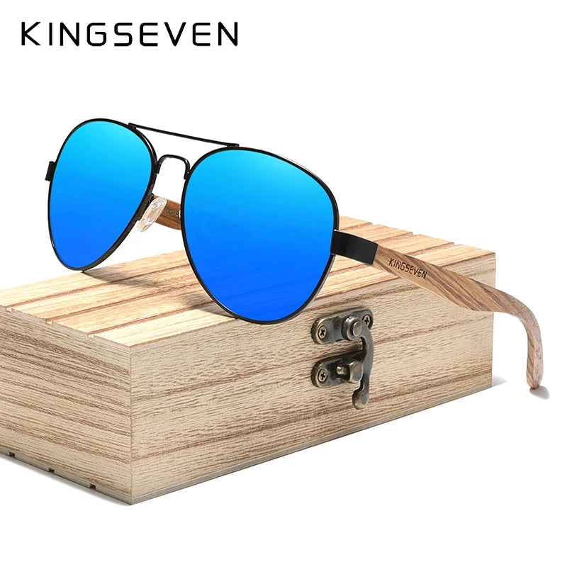 KINGSEVEN High Quality Wood Alloy Frame Sunglasses For Men Women UV400 Glasses HD Polarized Lens Eyewear Driving Fishing gafas