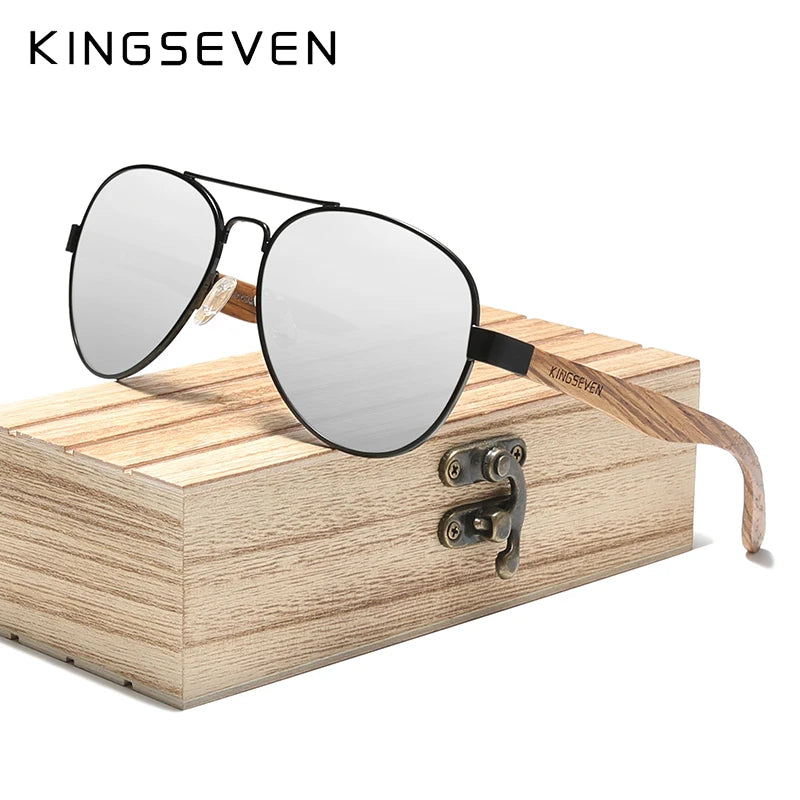 KINGSEVEN High Quality Wood Alloy Frame Sunglasses For Men Women UV400 Glasses HD Polarized Lens Eyewear Driving Fishing gafas
