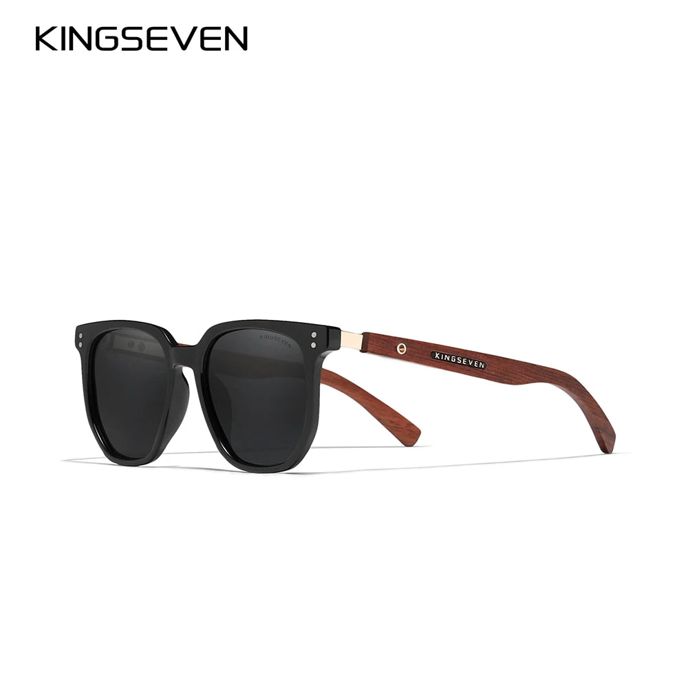 KINGSEVEN Causal Fashion Men Sunglasses Polarized UV400 Lens Wooden Wood Glasses Luxury Large Frame Driving Male Outdoor Eyewear