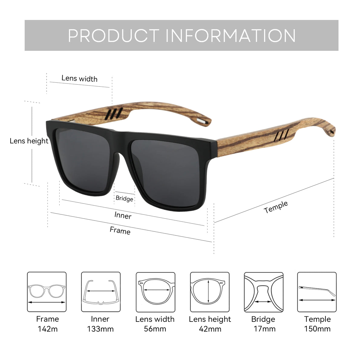 ZENOTTIC 2024 Walnut Wood Sunglasses with Dark Polarized Lenses for Men and Women | 100% UVA/UVB Ray Protection