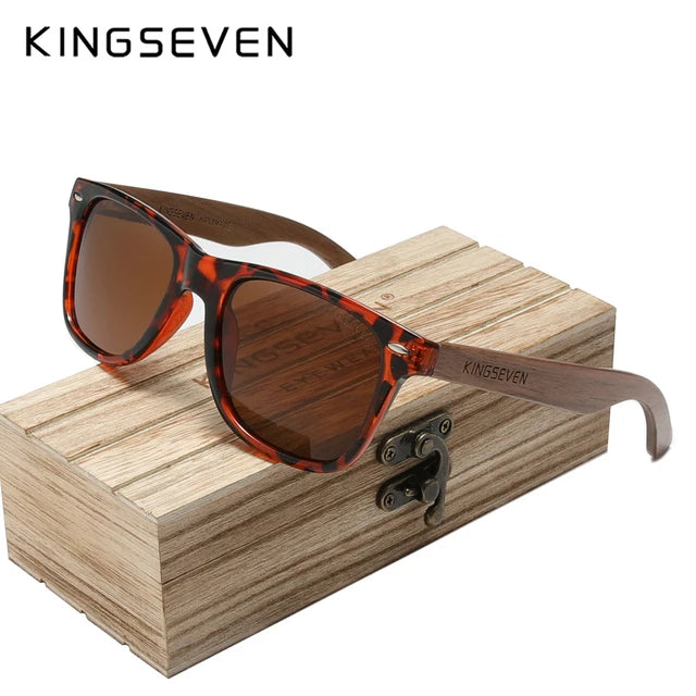 KINGSEVEN Fashion Walnut Sunglasses Men's Wood Polarized Glasses Glasses Handmade UV400 Protect Eyewear Anti-reflection