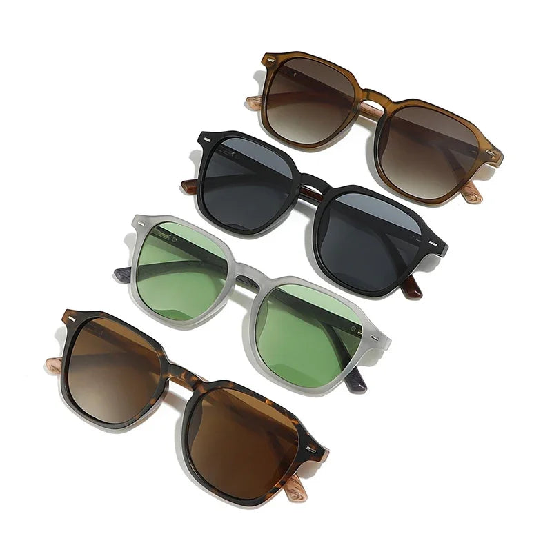 JNPCXI New Arrival Retro Rivet Square Sunglasses Men Women Wood Grain Sun Glasses Shades UV400