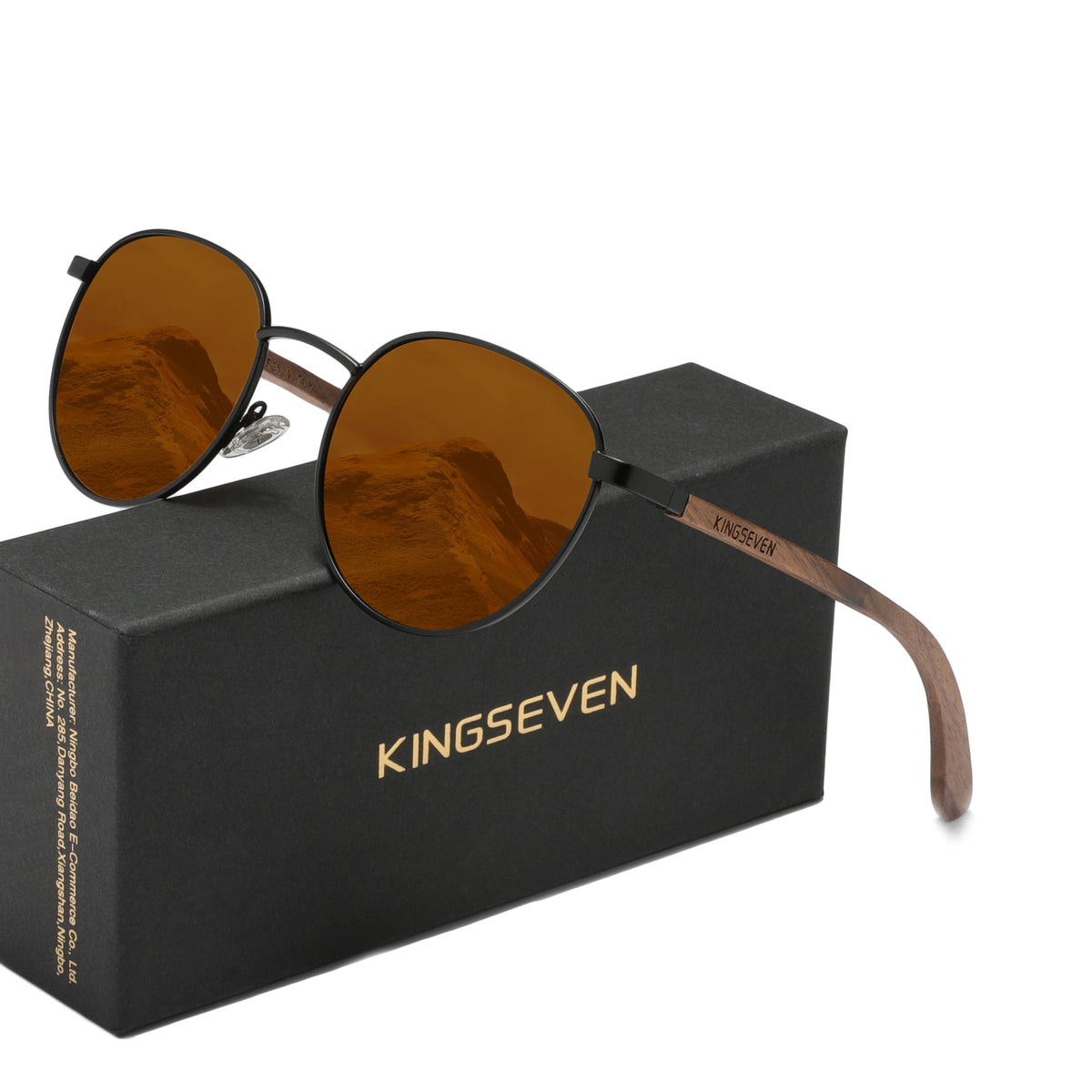 KINGSEVEN Wooden Pilot Sunglasses for Men Walnut Wooden Polarized  Sun Glasses Women  Eyewear UV400 Eyewear Shades Oculos