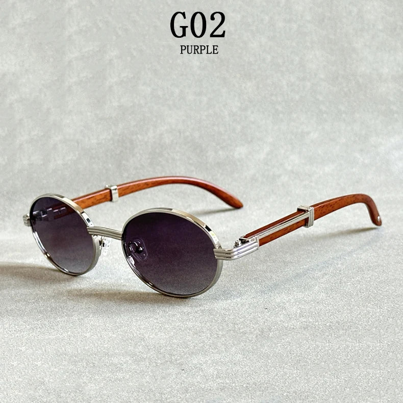 Oval Sunglasses Women 2024 Trendy Designer Wooden Sunglasses Men Luxury Fashion Glasses Vintage Lentes De Sol Mujer Zonnebril