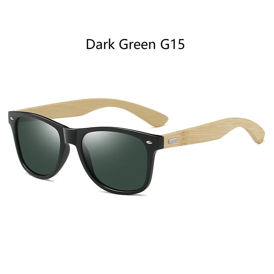 Fashion Bamboo Wood Vintage Square Sunglasses Men Women Luxury Brand Designer Sun Glasses Wooden Driving Fishing UV400 Eyewear