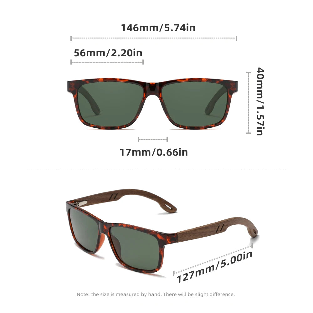 KINGSEVEN Vintage Walnut Wooden Sunglasses Rectangle Frame