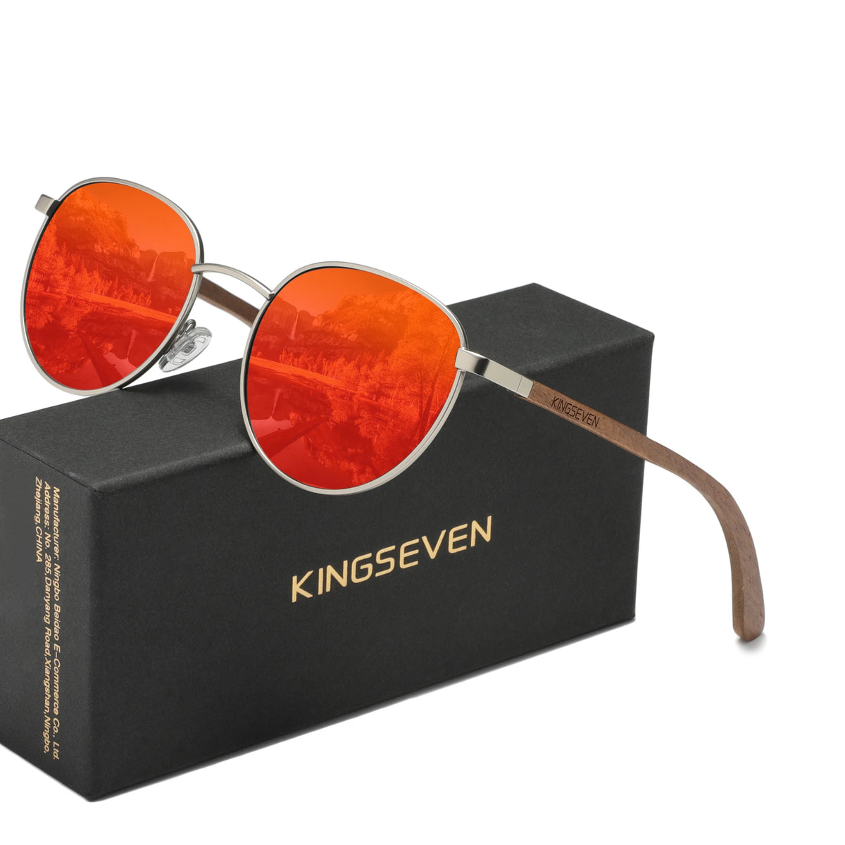 KINGSEVEN Wooden Pilot Sunglasses for Men Walnut Wooden Polarized  Sun Glasses Women  Eyewear UV400 Eyewear Shades Oculos