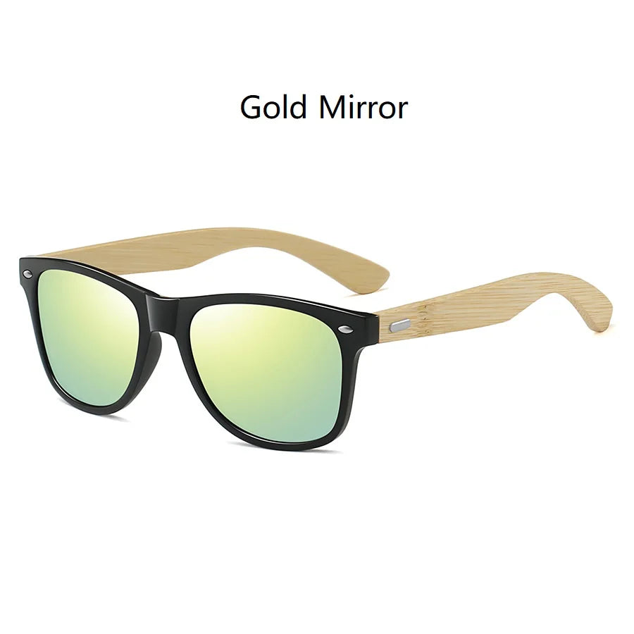 Fashion Bamboo Wood Vintage Square Sunglasses Men Women Luxury Brand Designer Sun Glasses Wooden Driving Fishing UV400 Eyewear
