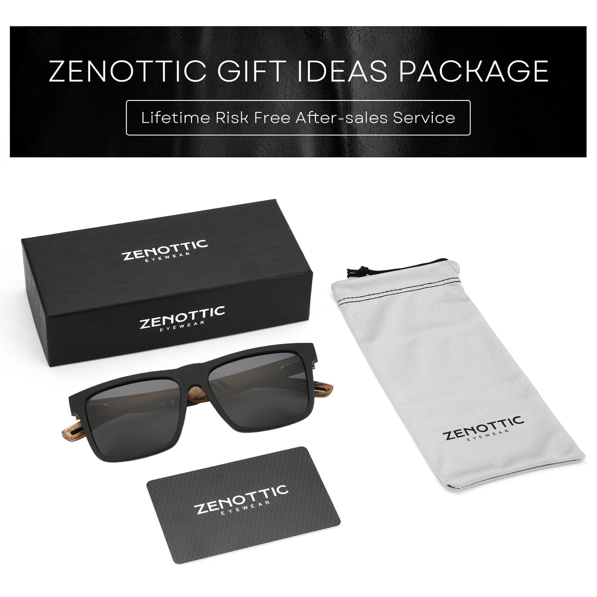 ZENOTTIC 2024 Walnut Wood Sunglasses with Dark Polarized Lenses for Men and Women | 100% UVA/UVB Ray Protection