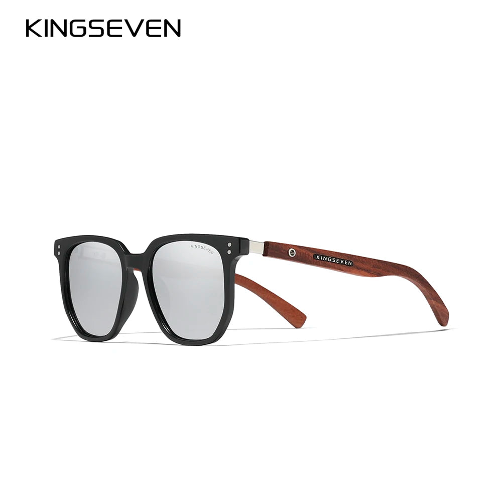 KINGSEVEN Causal Fashion Men Sunglasses Polarized UV400 Lens Wooden Wood Glasses Luxury Large Frame Driving Male Outdoor Eyewear