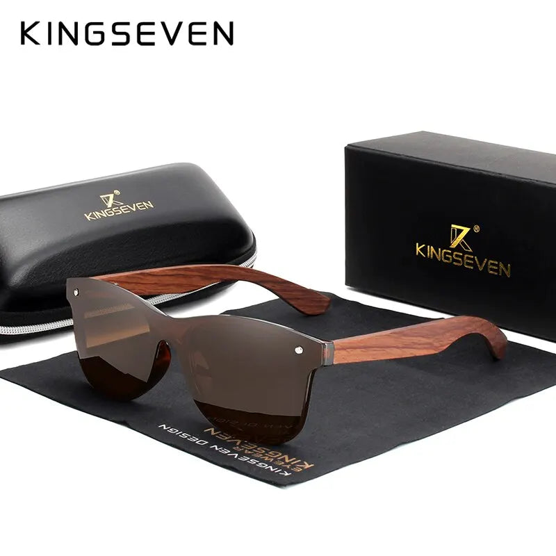 KINGSEVEN Natural Wooden Sunglasses Polarized Men Women Square Luxury Elegant Handmade Wood SunGlasses Driving for Men