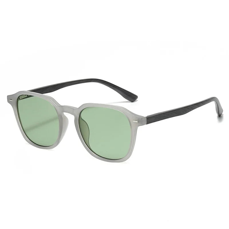 JNPCXI New Arrival Retro Rivet Square Sunglasses Men Women Wood Grain Sun Glasses Shades UV400