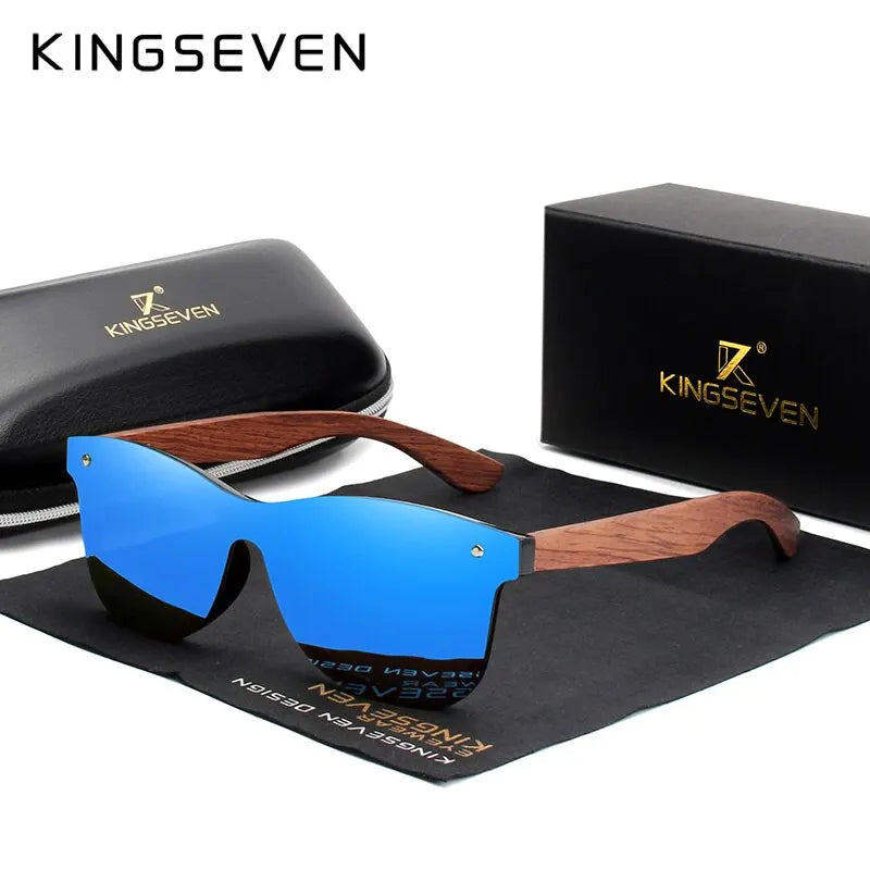 KINGSEVEN Natural Wooden Sunglasses Polarized Men Women Square Luxury Elegant Handmade Wood SunGlasses Driving for Men