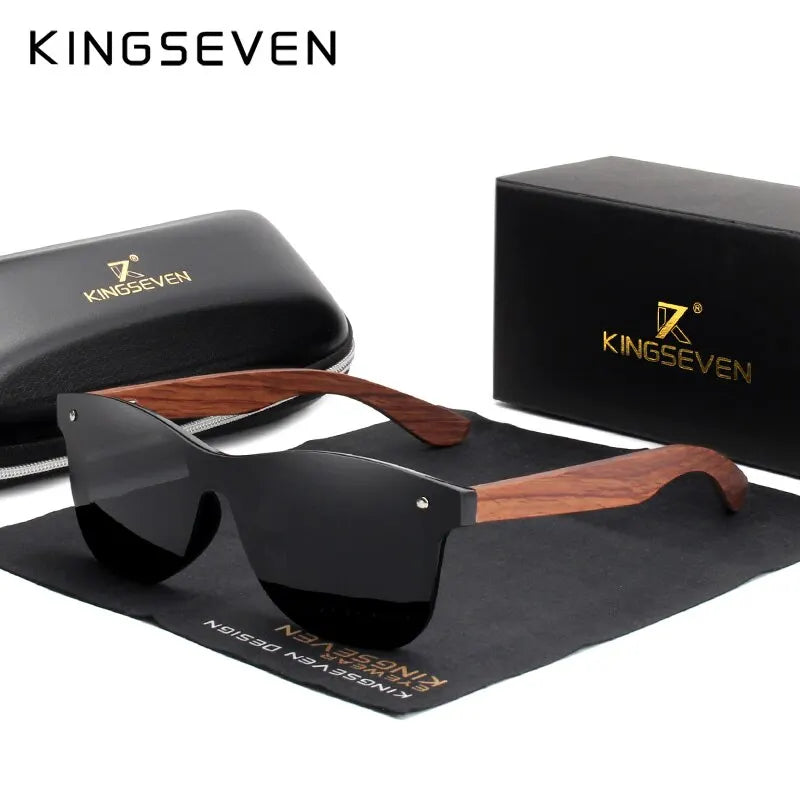 KINGSEVEN Natural Wooden Sunglasses Polarized Men Women Square Luxury Elegant Handmade Wood SunGlasses Driving for Men