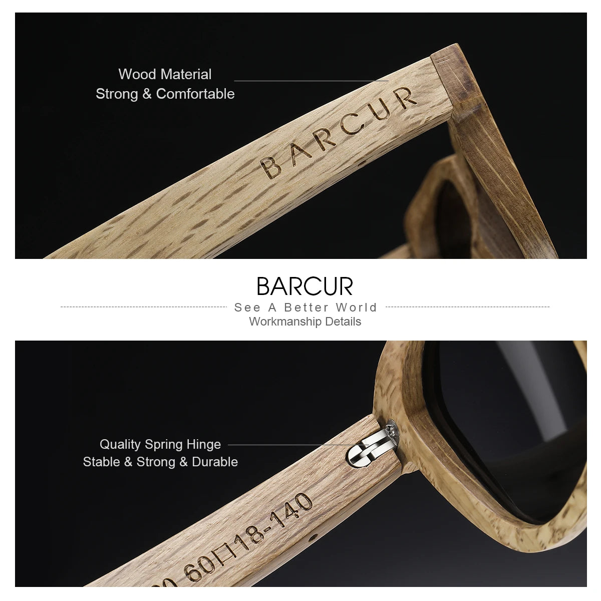 BARCUR Polarized Wood Sunglasses for Men Women Sun Glasses Eco-Friendly Male Eyewear Oculos de sol feminino frete gratis