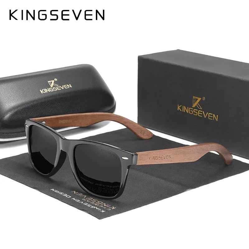 KINGSEVEN Fashion Walnut Sunglasses Men's Wood Polarized Glasses Glasses Handmade UV400 Protect Eyewear Anti-reflection