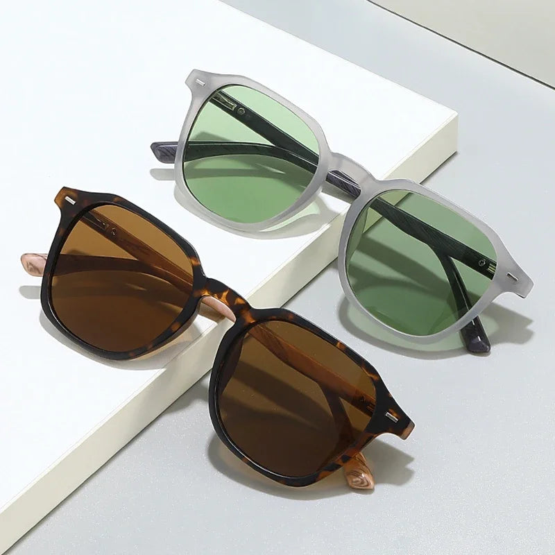 JNPCXI New Arrival Retro Rivet Square Sunglasses Men Women Wood Grain Sun Glasses Shades UV400