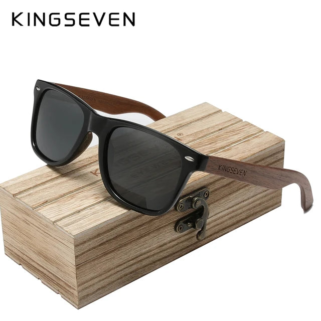 KINGSEVEN Fashion Walnut Sunglasses Men's Wood Polarized Glasses Glasses Handmade UV400 Protect Eyewear Anti-reflection