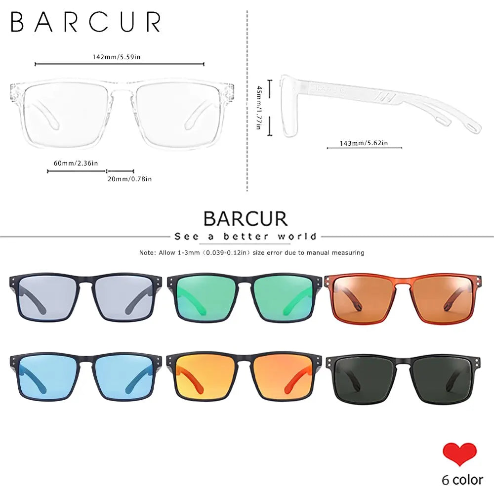 BARCUR Original Design Natural Wood Sunglasses Polarized Business Sun Glasses for Men Eyewear Square Luxury Brand Eyewear