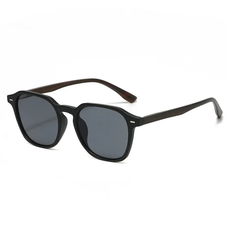 JNPCXI New Arrival Retro Rivet Square Sunglasses Men Women Wood Grain Sun Glasses Shades UV400