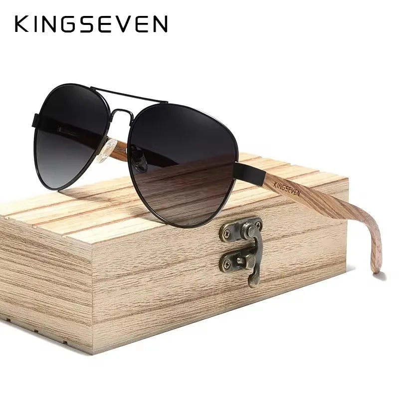 KINGSEVEN High Quality Wood Alloy Frame Sunglasses For Men Women UV400 Glasses HD Polarized Lens Eyewear Driving Fishing gafas