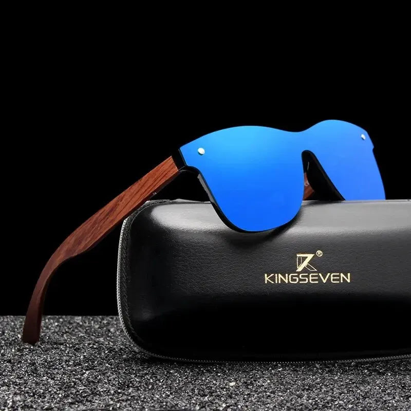 KINGSEVEN Natural Wooden Sunglasses Polarized Men Women Square Luxury Elegant Handmade Wood SunGlasses Driving for Men