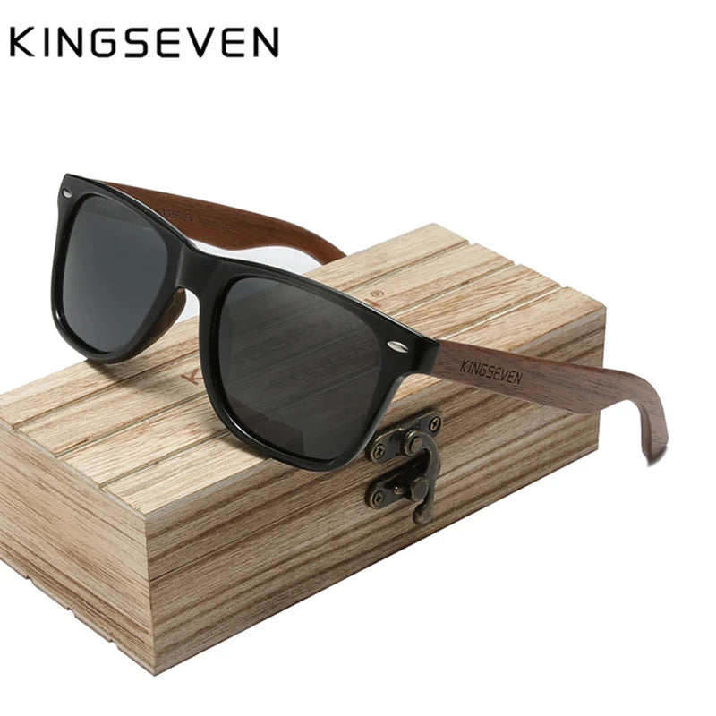 KINGSEVEN Fashion Walnut Sunglasses Men's Wood Polarized Glasses Glasses Handmade UV400 Protect Eyewear Anti-reflection